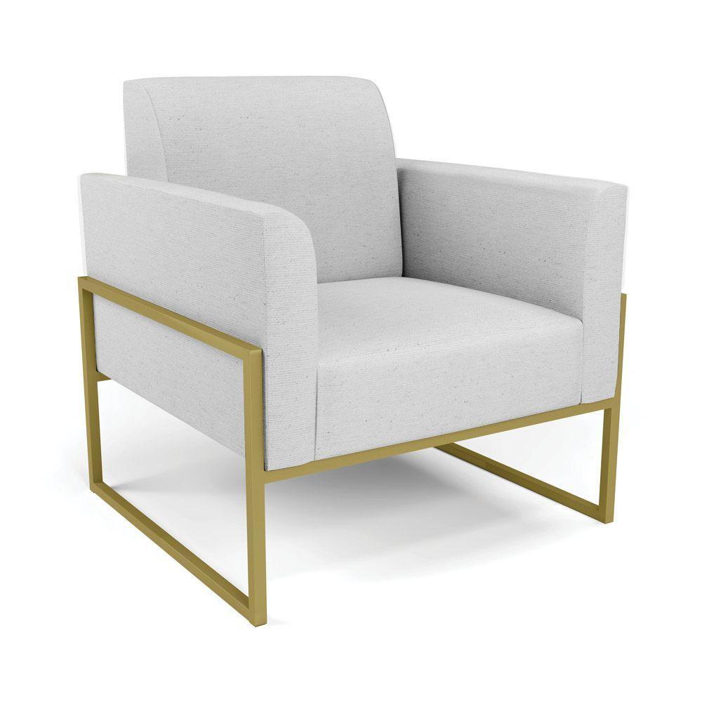 Poltrona Base Industrial Alta Dourado Marisa Linho D03 - D\'rossi Cor A05 Cinza - 1