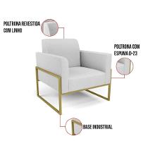 Poltrona Base Industrial Alta Dourado Marisa Linho D03 - D\'rossi Cor A05 Cinza - 2