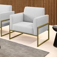 Poltrona Base Industrial Alta Dourado Marisa Linho D03 - D\'rossi Cor A05 Cinza