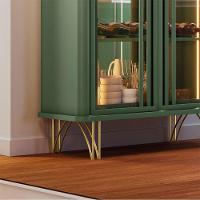 Cristaleira Decorativo Com Led Portas De Vidro Texas Verde Pistache G26 - Gran Belo