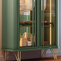 Cristaleira Decorativo Com Led Portas De Vidro Texas Verde Pistache G26 - Gran Belo - 6