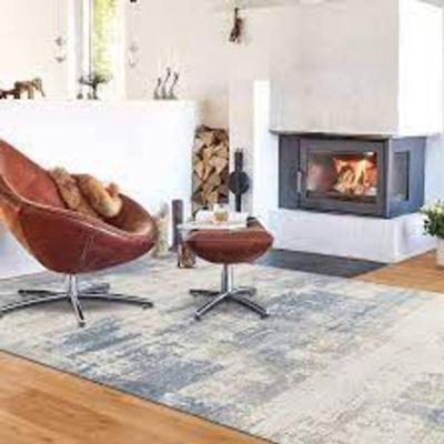 Tapete Turco Estonado Antilhas 260x400cm Des.9345 - Azul/bege