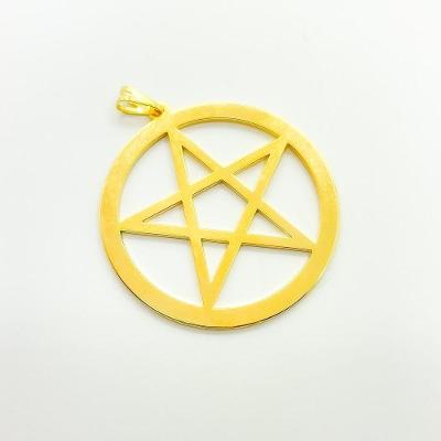 Pingente Estrela De Davi Laser Banhada A Ouro 18k - 4cm