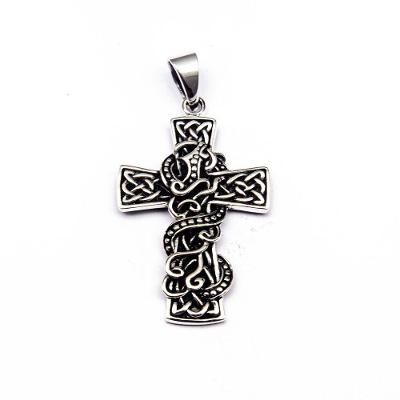 Pingente Crucifixo Em Prata De Bali Com Serpente Prata 925