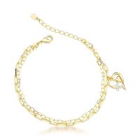 Pulseira Dupla Com Coração Banhado A Ouro 18k - 1