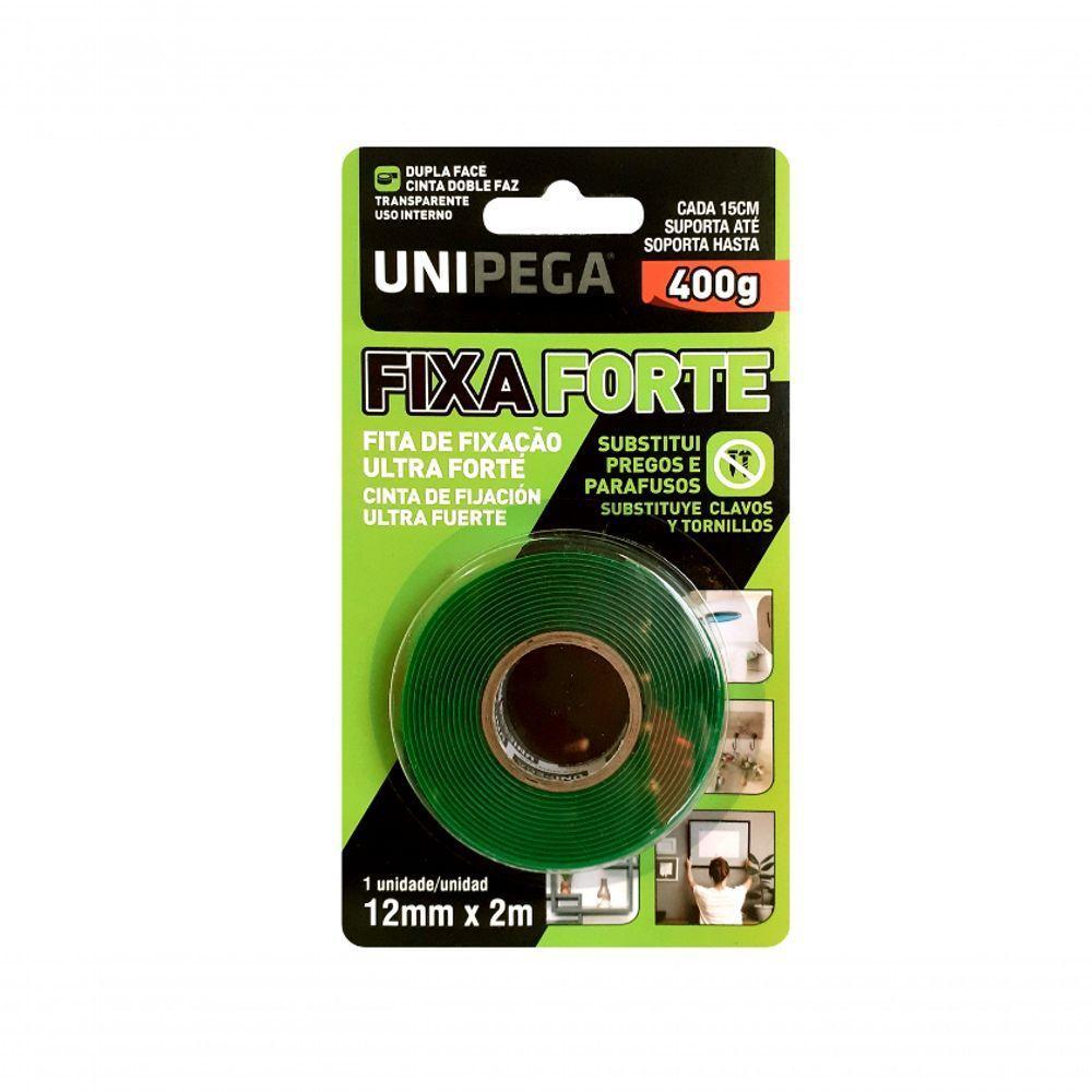 Fita Dupla Face Fixa Forte 12mm X 2m - Unipega - 1