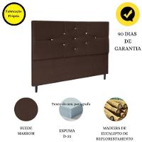 Cabeceira Estofada Cama Casal 140 Cm Virgínia Suede Marrom - 5