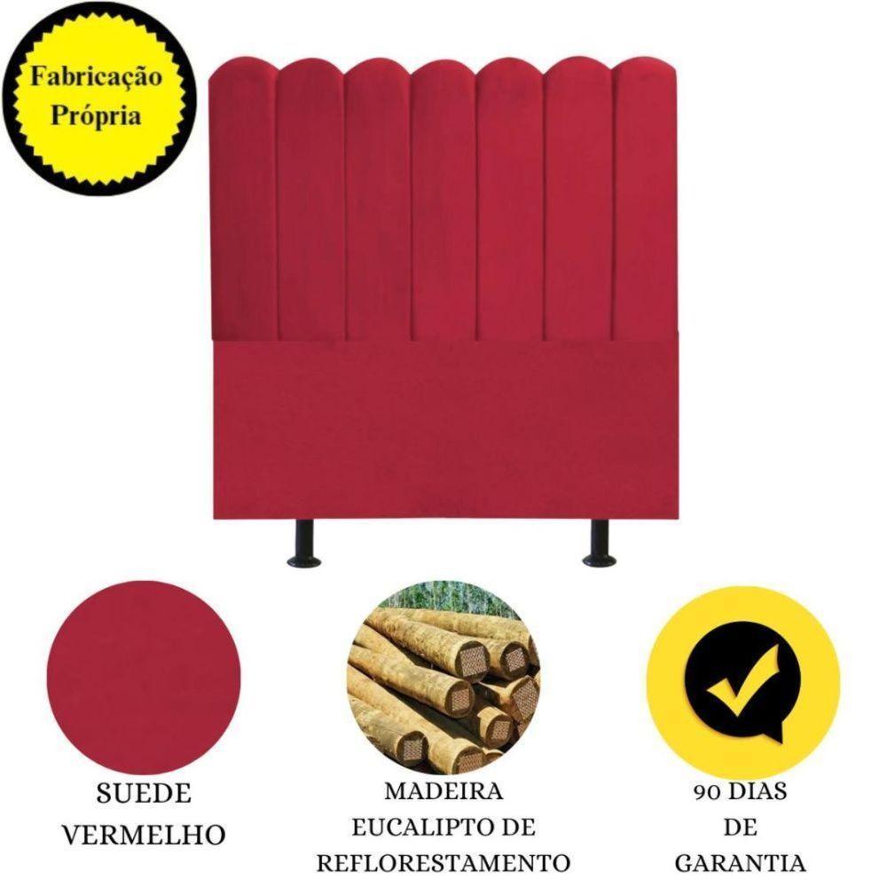 Cabeceira Nuvem Cama Box Solteiro 90cm Alanis Suede Vermelho - 3