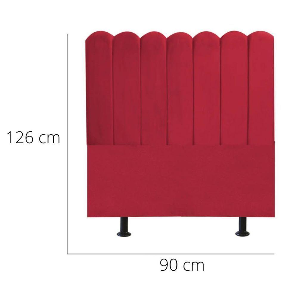 Cabeceira Nuvem Cama Box Solteiro 90cm Alanis Suede Vermelho - 7
