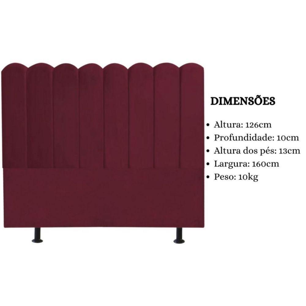 Cabeceira Nuvem Cama Box Queen 160 Cm Alanis Suede Bordô - 5