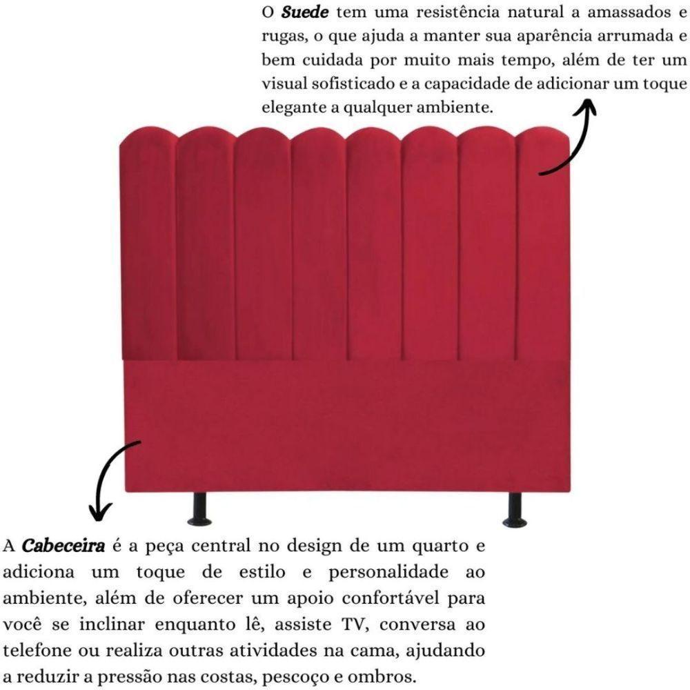 Cabeceira Nuvem Cama Box Queen 160 Cm Alanis Suede Vermelho - 2