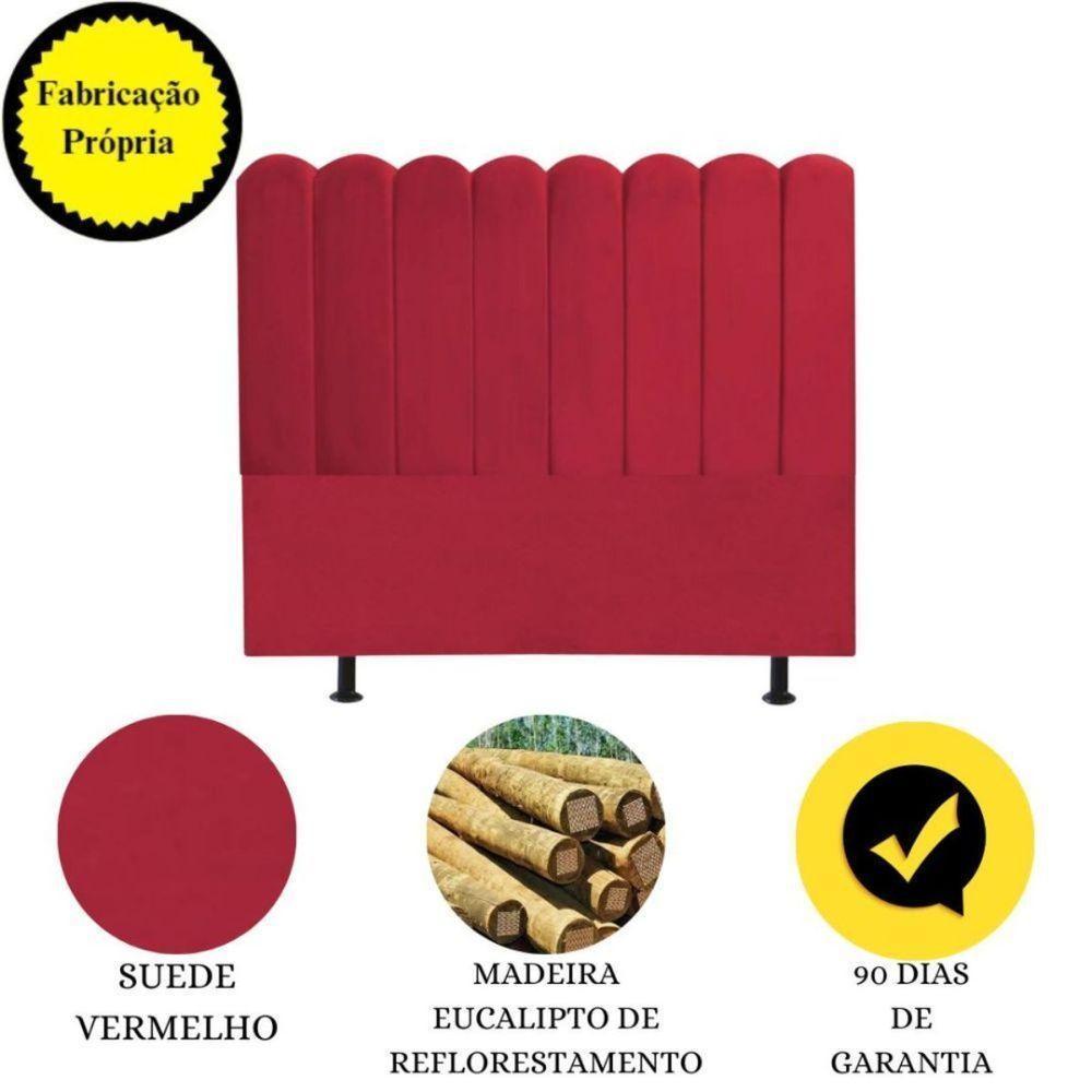 Cabeceira Nuvem Cama Box Queen 160 Cm Alanis Suede Vermelho - 5