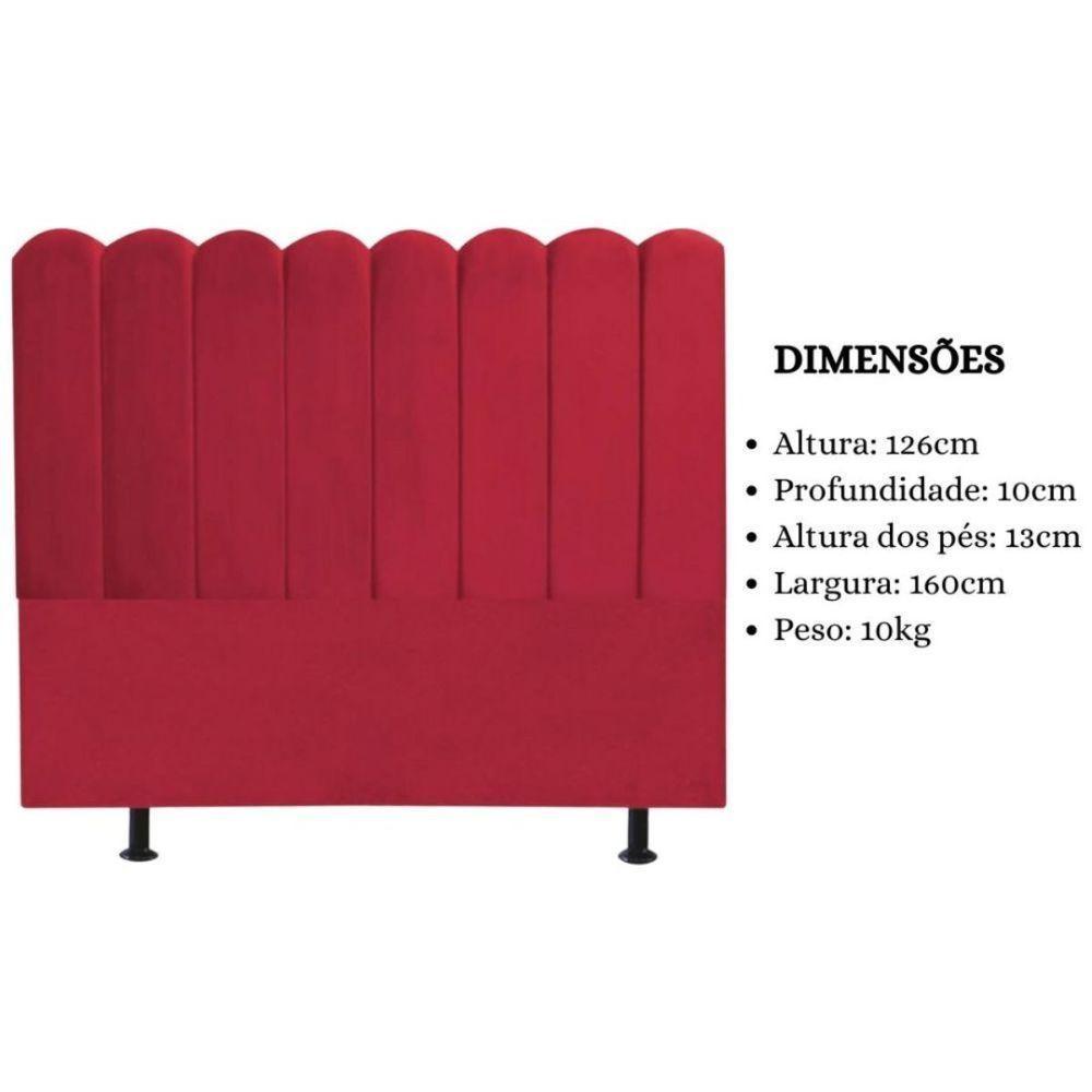Cabeceira Nuvem Cama Box Queen 160 Cm Alanis Suede Vermelho - 6