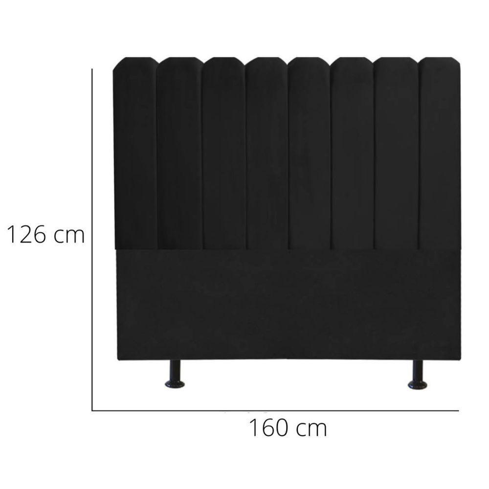 Cabeceira Nuvem Cama Box Queen 160 Cm Alanis Suede Preto - 3