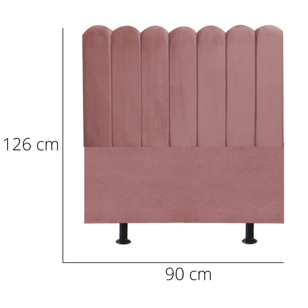 Cabeceira Nuvem Cama Box Solteiro 90 Cm Alanis Suede Rosê - 3