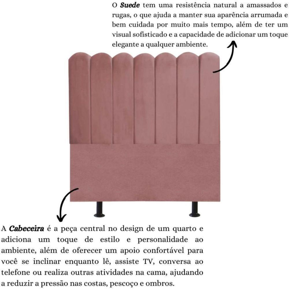Cabeceira Nuvem Cama Box Solteiro 90 Cm Alanis Suede Rosê - 6