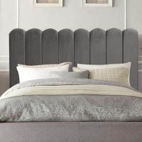 Cabeceira Nuvem Cama Solteiro 90cm Alanis Suede Cinza Escuro - 7