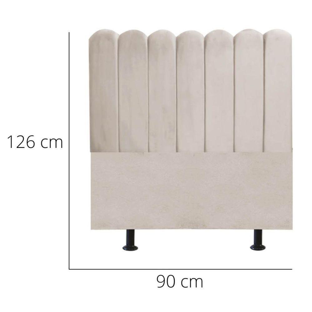 Cabeceira Nuvem Cama Box Solteiro 90 Cm Alanis Suede Bege - 2