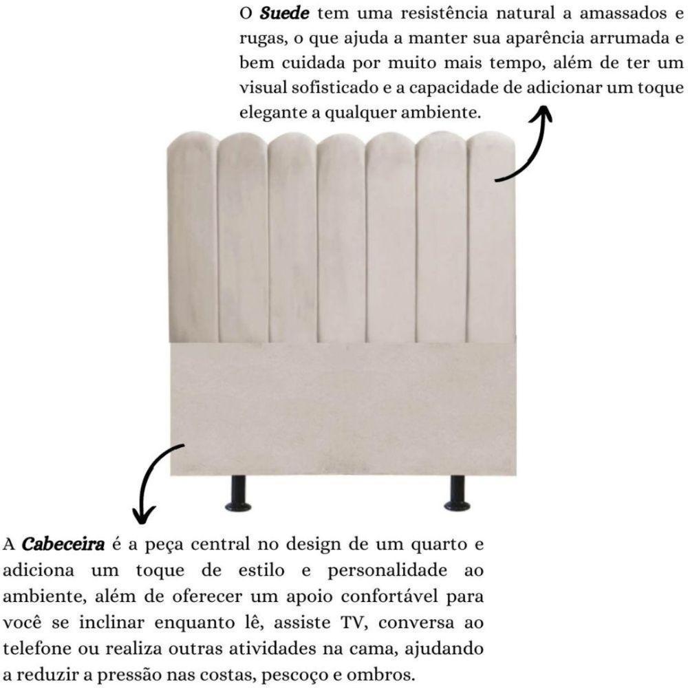 Cabeceira Nuvem Cama Box Solteiro 90 Cm Alanis Suede Bege - 5