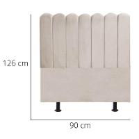 Cabeceira Nuvem Cama Box Solteiro 90 Cm Alanis Suede Bege - 2