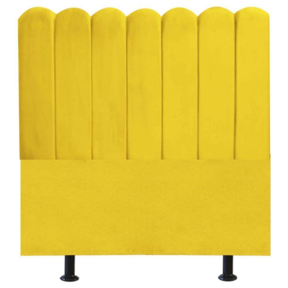 Cabeceira Nuvem Cama Box Solteiro 90cm Alanis Suede Amarelo - 1