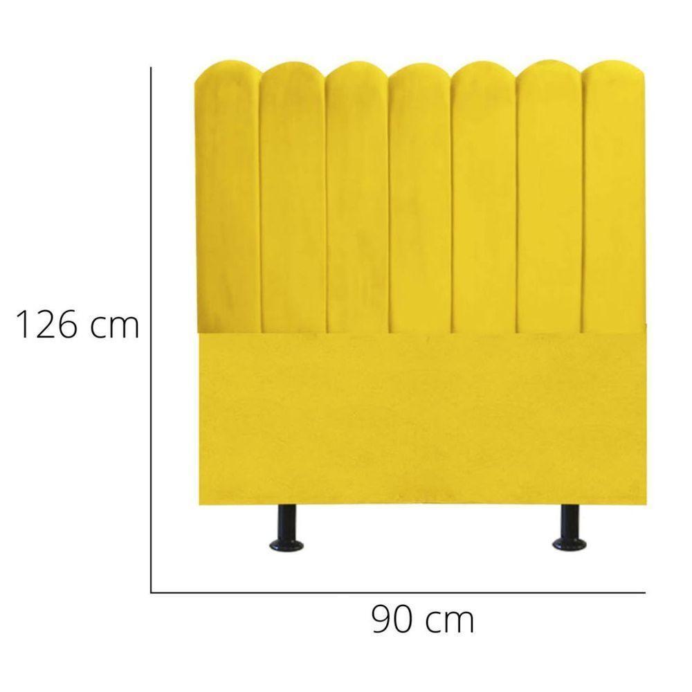 Cabeceira Nuvem Cama Box Solteiro 90cm Alanis Suede Amarelo - 6
