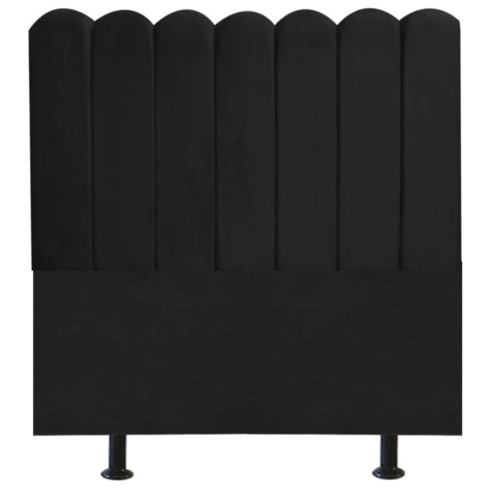 Cabeceira Nuvem Cama Box Solteiro 90 Cm Alanis Suede Preto - 1