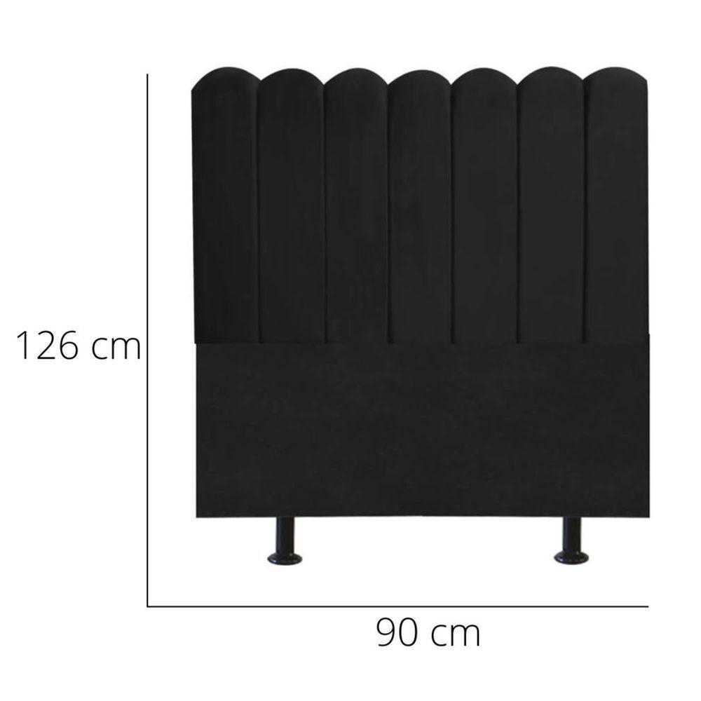 Cabeceira Nuvem Cama Box Solteiro 90 Cm Alanis Suede Preto - 3