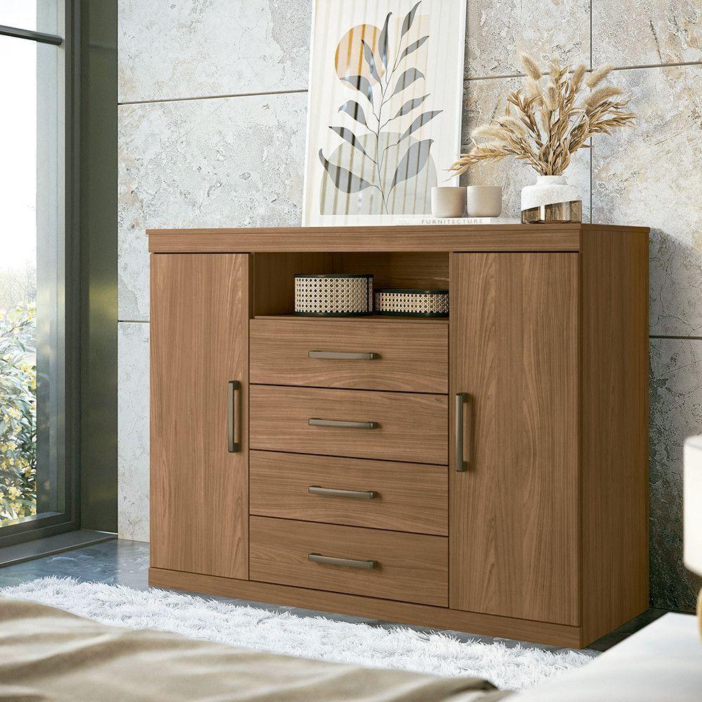 Cômoda Com 2 Portas E 4 Gavetas Havana Master Santos Andirá Jatoba - 1