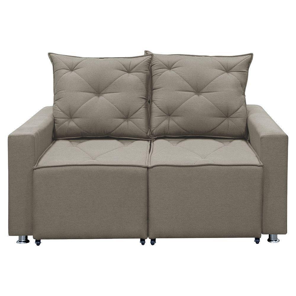 Sofá Retrátil E Reclinável 2 Lugares Bariloche 1.50cm C/ Molas - Linho Carvalho - 1