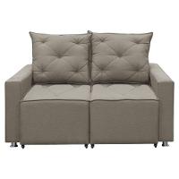 Sofá Retrátil E Reclinável 2 Lugares Bariloche 1.50cm C/ Molas - Linho Carvalho - 1