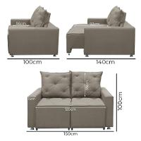 Sofá Retrátil E Reclinável 2 Lugares Bariloche 1.50cm C/ Molas - Linho Carvalho - 3