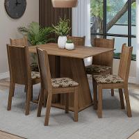 Conjunto Sala De Jantar Mesa Tampo De Madeira 6 Cadeiras Rustic/bege Marrom Sharon Madesa Rustic/bege Marrom - 1