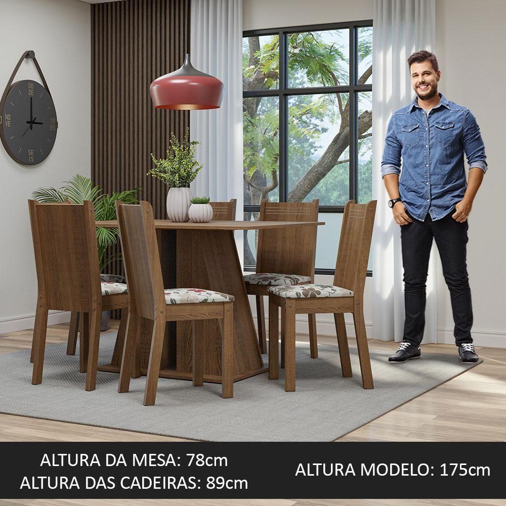 Conjunto Sala De Jantar Mesa Tampo De Madeira 6 Cadeiras Rustic/hibiscos Sharon Madesa Rustic/hibiscos - 9