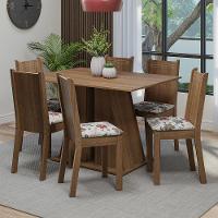 Conjunto Sala De Jantar Mesa Tampo De Madeira 6 Cadeiras Rustic/hibiscos Sharon Madesa Rustic/hibiscos - 1