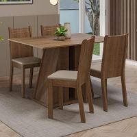 Conjunto Sala De Jantar Mesa Tampo De Madeira 4 Cadeiras Rustic/bege Marilyn Madesa Rustic/sintético Bege - 1