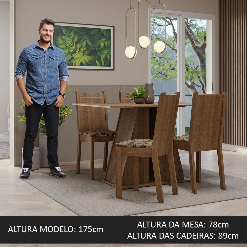 Conjunto Sala De Jantar Mesa Tampo De Madeira 4 Cadeiras Rustic/bege Marrom Marilyn Madesa Rustic/bege Marrom - 2