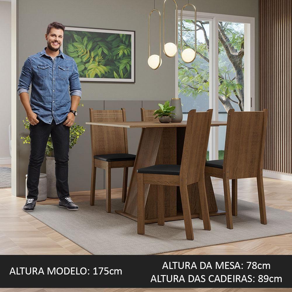Conjunto Sala De Jantar Mesa Tampo De Madeira 4 Cadeiras Rustic/preto Marilyn Madesa Rustic/sintético Preto - 3