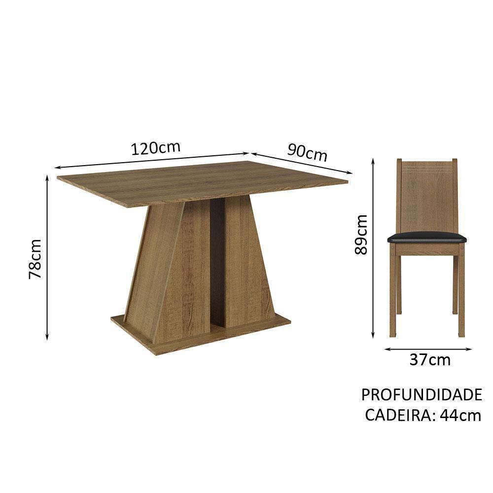 Conjunto Sala De Jantar Mesa Tampo De Madeira 4 Cadeiras Rustic/preto Marilyn Madesa Rustic/sintético Preto - 6