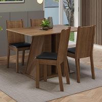 Conjunto Sala De Jantar Mesa Tampo De Madeira 4 Cadeiras Rustic/preto Marilyn Madesa Rustic/sintético Preto - 1