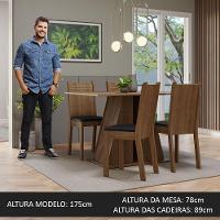 Conjunto Sala De Jantar Mesa Tampo De Madeira 4 Cadeiras Rustic/preto Marilyn Madesa Rustic/sintético Preto - 3