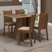 Conjunto Sala De Jantar Mesa Tampo De Madeira 4 Cadeiras Rustic/lírio Bege Marilyn Madesa Rustic/lírio Bege - 1