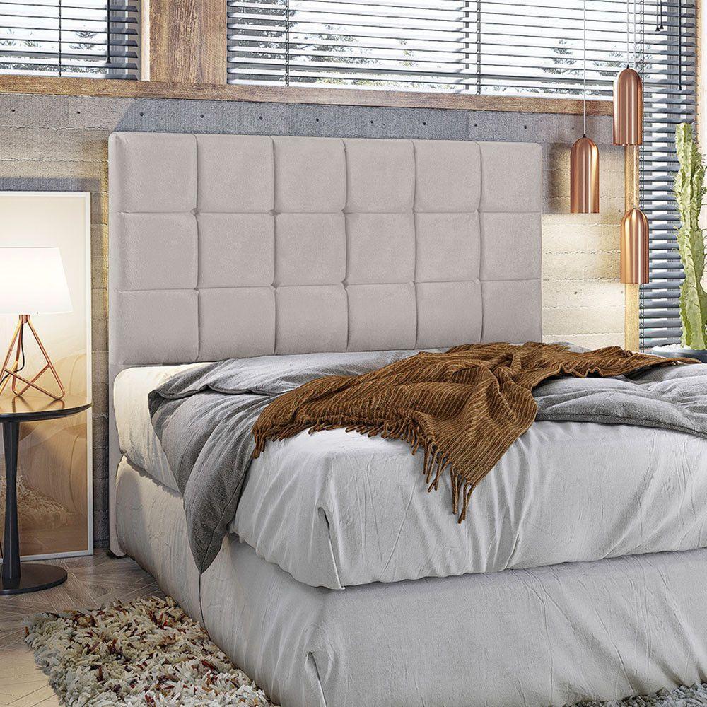 Cabeceira Cama Box Queen 1,60 Estofada Julia Veludo Bege Marfim Speciale Home Bege Marfim - 3