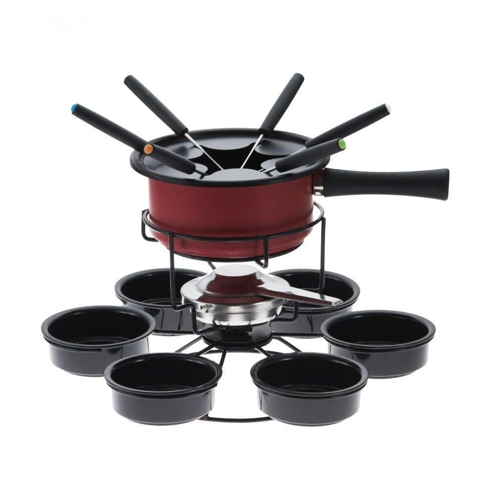 Aparelho De Fondue Antiaderente Giratório Vermelho 16 Peças - 1