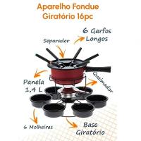 Aparelho De Fondue Antiaderente Giratório Vermelho 16 Peças