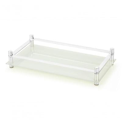Bandeja Decorativa Branco Borda Aluminio 30x16cm Aparador