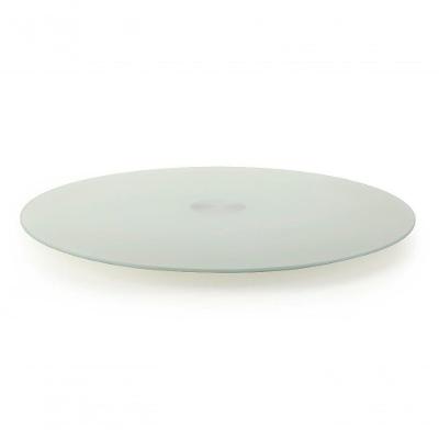 Centro De Mesa Vidro Prato Giratório Branco Perolizado 80cm
