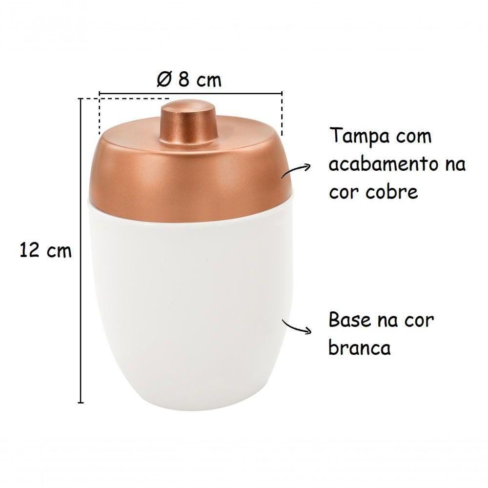 Porta Algodão Cotonete Hastes Acquaset Branco Cobre 300 Ml - 2
