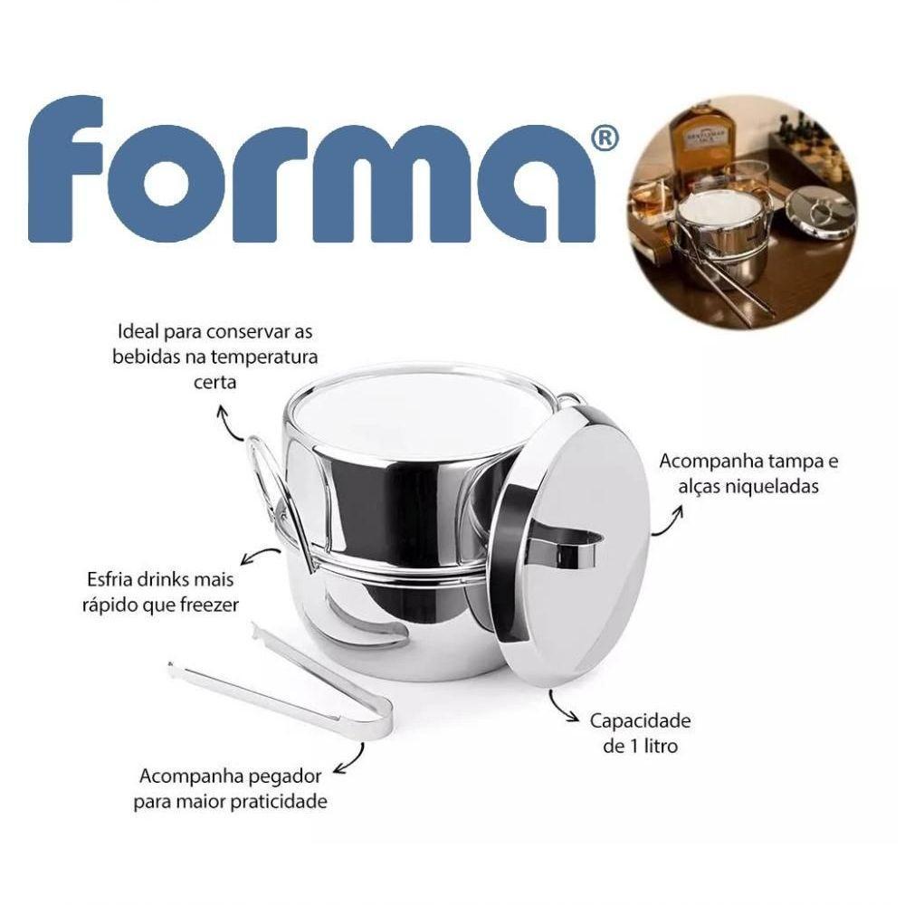 Balde De Gelo Térmico Inox Com Pinça Tampa 1l Drinks Bar - 4