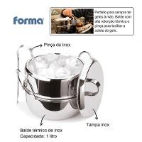 Balde De Gelo Térmico Inox Com Pinça Tampa 1l Drinks Bar - 3